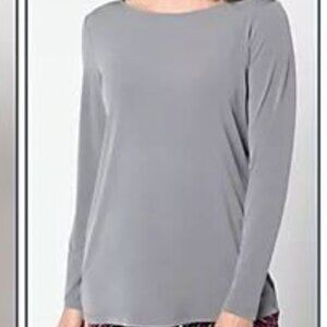 Susan Graver Gray Liquid Knit Bateau-Neck Long Sleeve Tunic Top- 5X- NWOT
